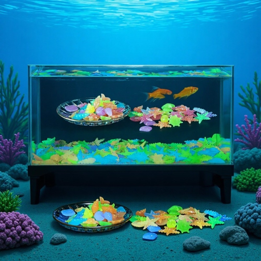 Aquarium Fish Buy - 빛나는 해양석, 형광 조개껍데기, 화려한 불가사리
