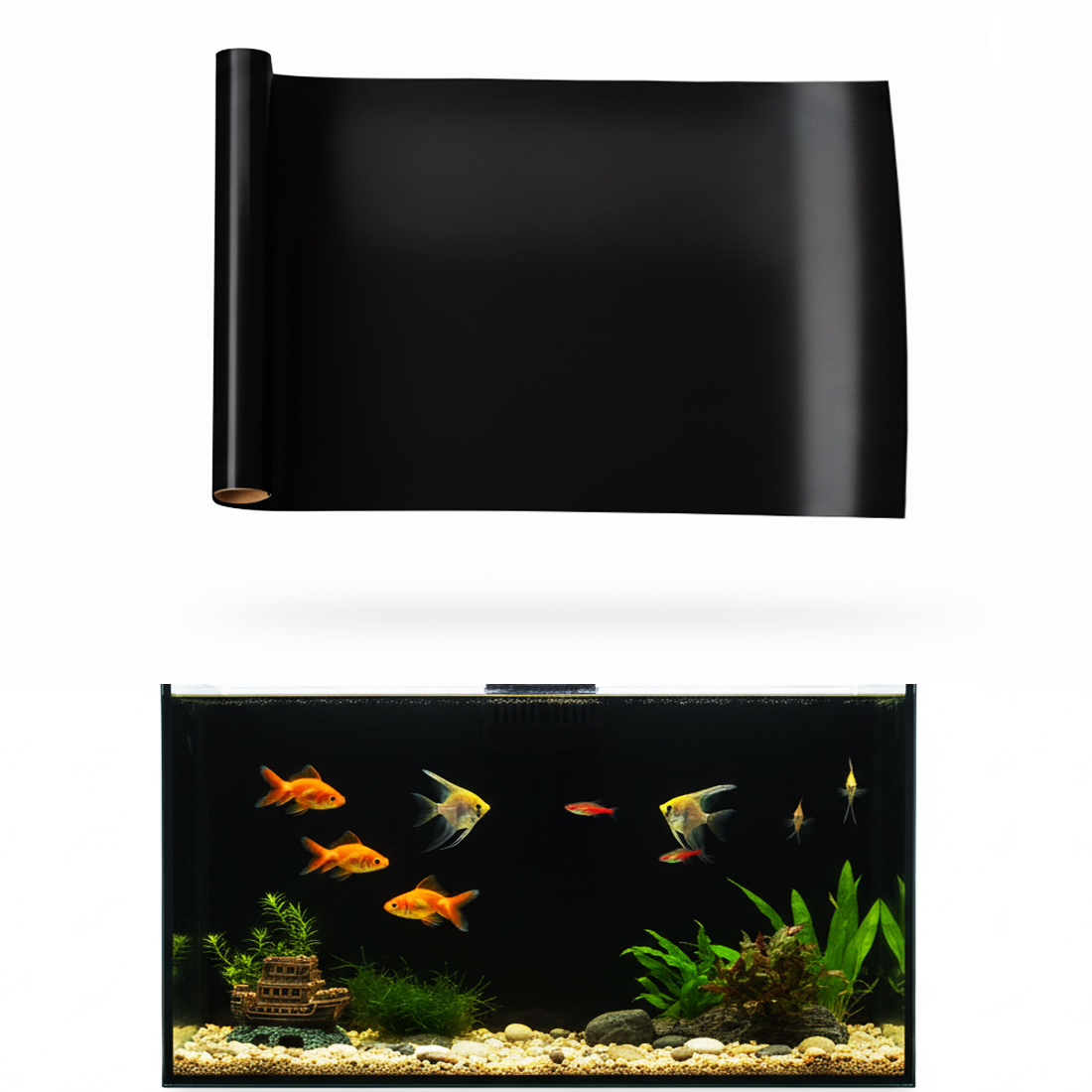Aquarium Fish Wallpaper - 수족관 배경 스티커 검정색 흰색 어항
