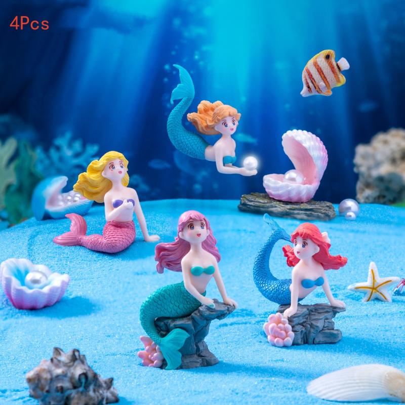 Aquarium Fish Buy - 4Pcs 플라스틱 물고기 탱크 작은 인어