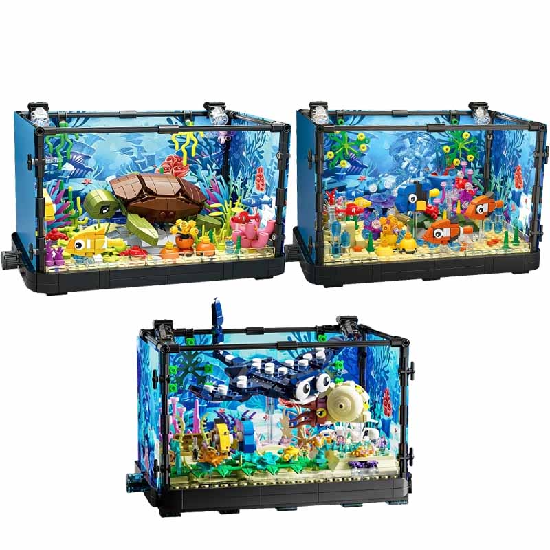Fish Toys For Aquarium - 조명이 포함된 어항 빌딩 블록 세트,