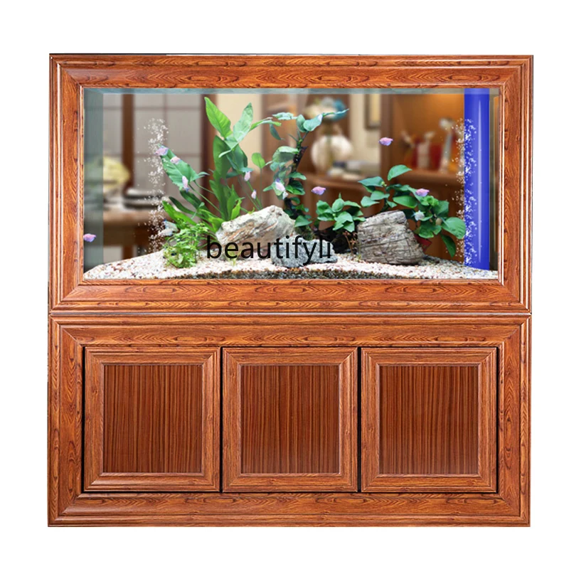 Aquarium Fish Dragon - 중국식 레드우드 패턴 드래곤 어항 스크린