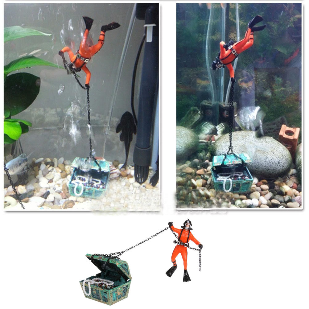 다이버 어항 장식품 오렌지색 독특한 수족관 장식 신선한 - Aquarium Fish Unique 리뷰 및 가격